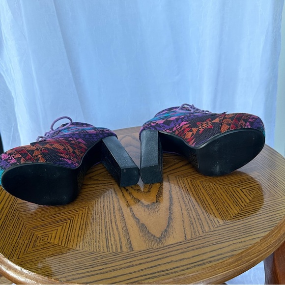 B Love Style Colorful Boho Tribal Print High Heel Lace Up Ankle Boots - Picture 11 of 17